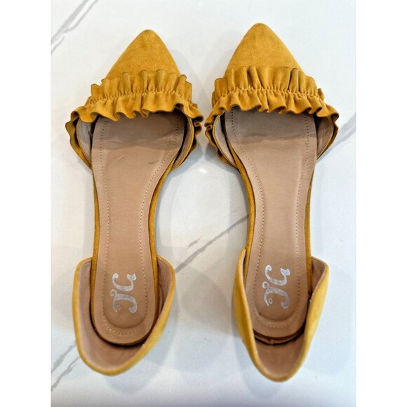 Ruffled Flats Mustard Yellow Suede size 9 boho travel ballerina EU 40 - Picture 2 of 14